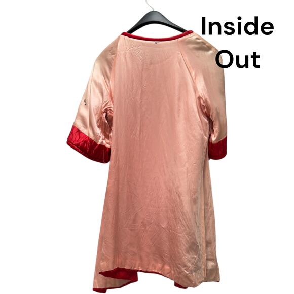 Vintage 1940s Red Quilted Satin Robe Bed Jacket Chinese Frog Closures Lined - Picture 8 of 16